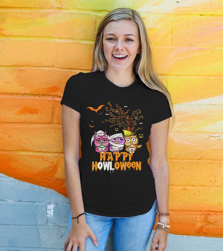 Happy Howloween Funny Mummy Witch Owls Halloween T-Shirt