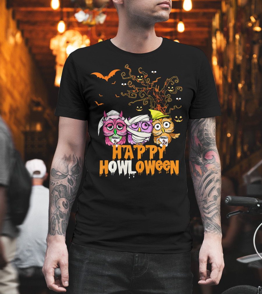 Happy Howloween Funny Mummy Witch Owls Halloween T-Shirt