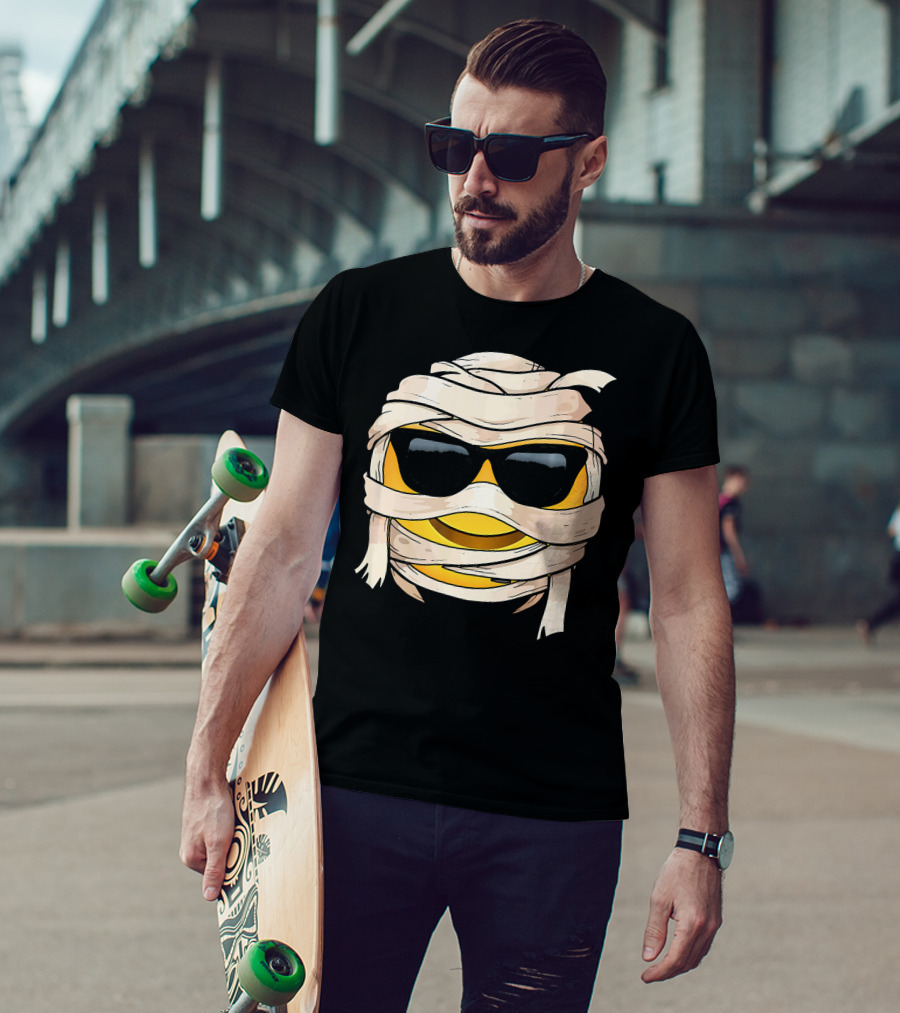 Smiling Face With Sunglasses Emoji Wink Wrapped In Bandages T-Shirt