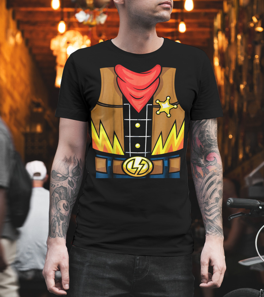 Kids Cowboy Lightning Sheriff Badge Vest T-Shirt