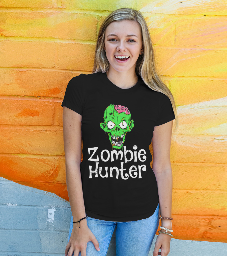 Zombie Hunter Halloween Zombie Head T-Shirt