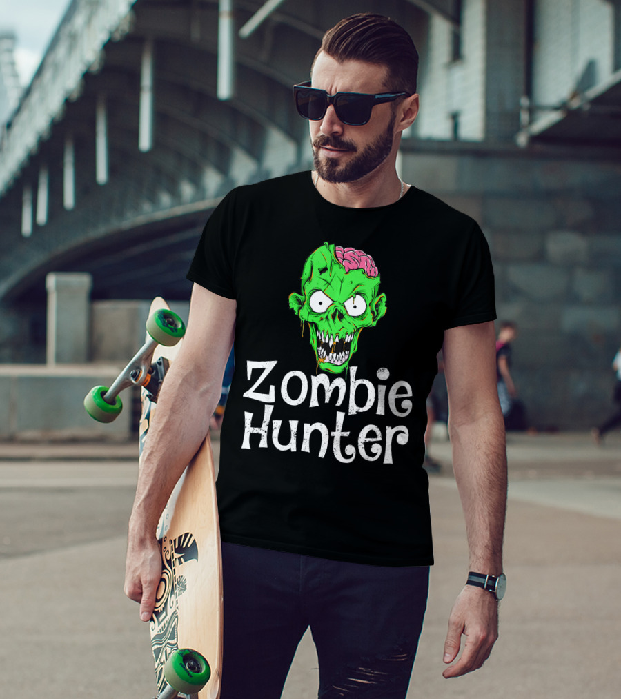 Zombie Hunter Halloween Zombie Head T-Shirt