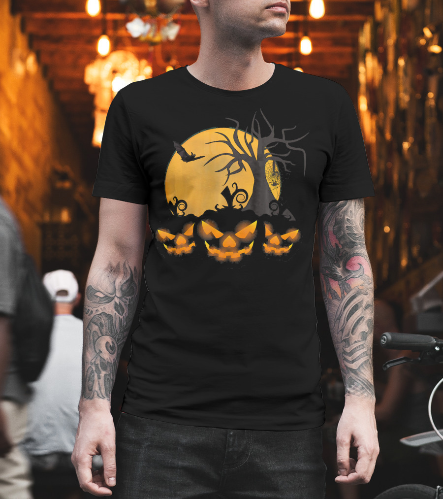 Scary Happy Halloween Spooky Pumpkin Moon Haunted Night T-Shirt