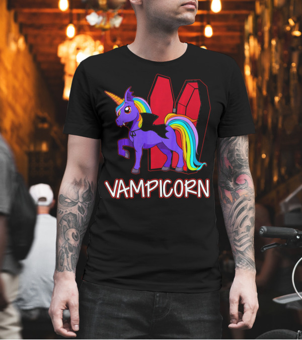 Vampicorn Rainbow Unicorn Vampire with Coffin Wings T-Shirt Vampicorn Rainbow Unicorn Vampire with Coffin Wings T-Shirt