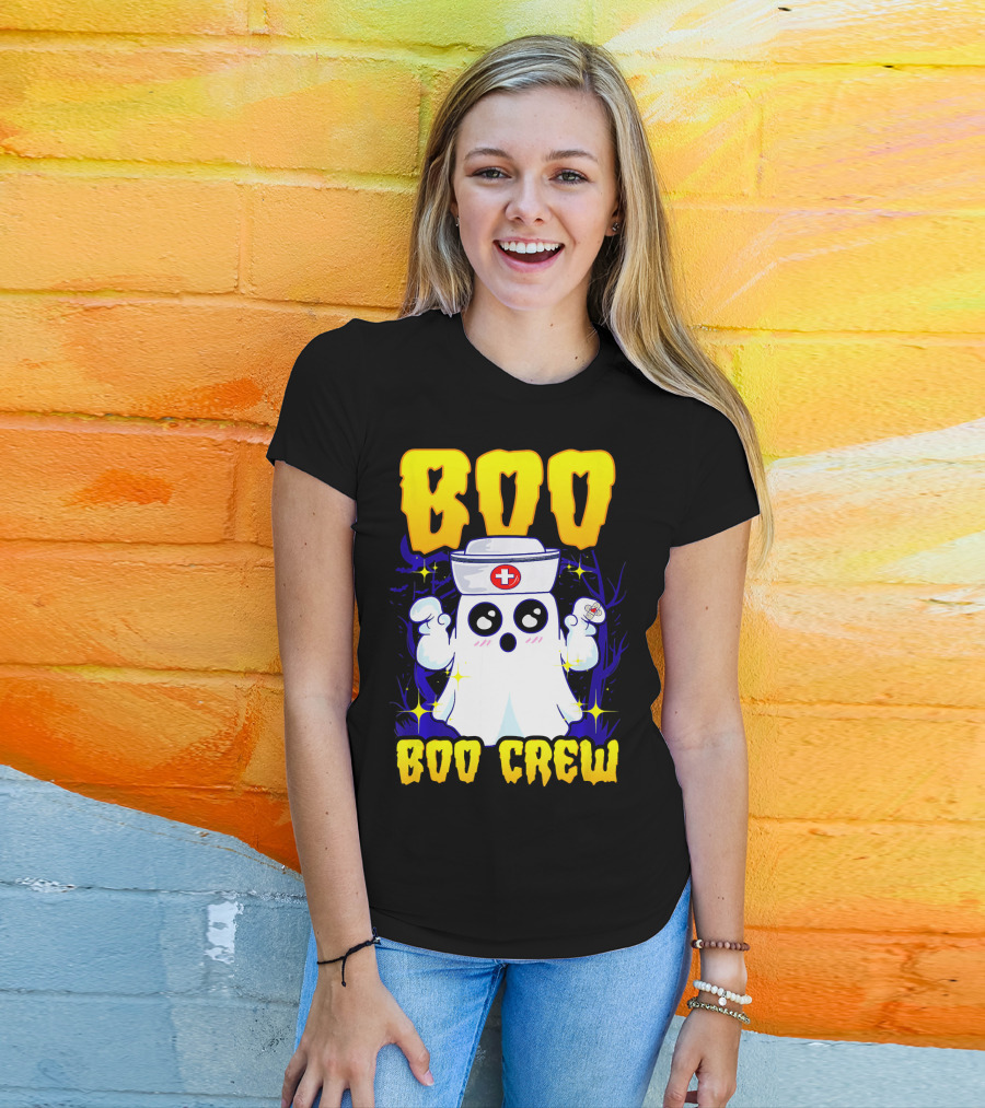 BOO Nurse Ghost Boo Crew Halloween T-Shirt