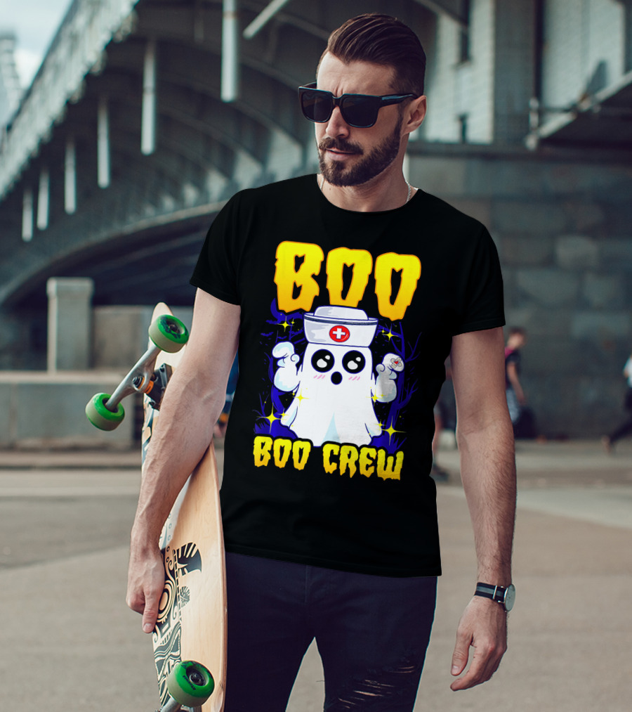 BOO Nurse Ghost Boo Crew Halloween T-Shirt
