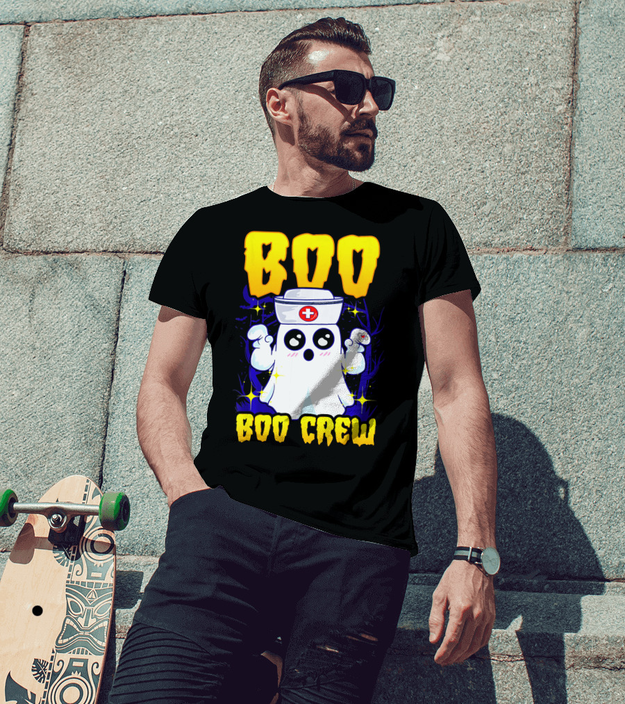 BOO Nurse Ghost Boo Crew Halloween T-Shirt