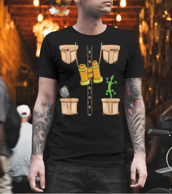 Halloween Animal Zookeeper Jungle Safari Binoculars Lizard Costume T-Shirt Halloween Animal Zookeeper Jungle Safari Binoculars Lizard Costume T-Shirt