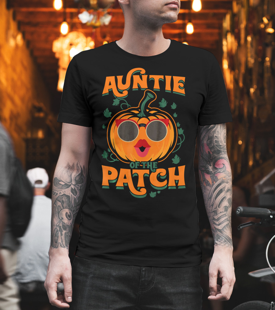 Auntie of the Patch Sunglasses Pumpkin Face T-Shirt