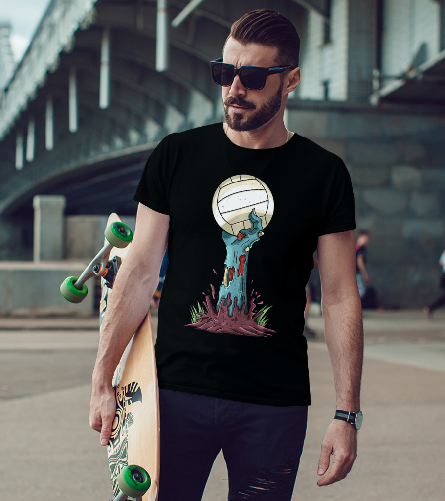 Zombie Hands Rising With Volleyball T-Shirt
