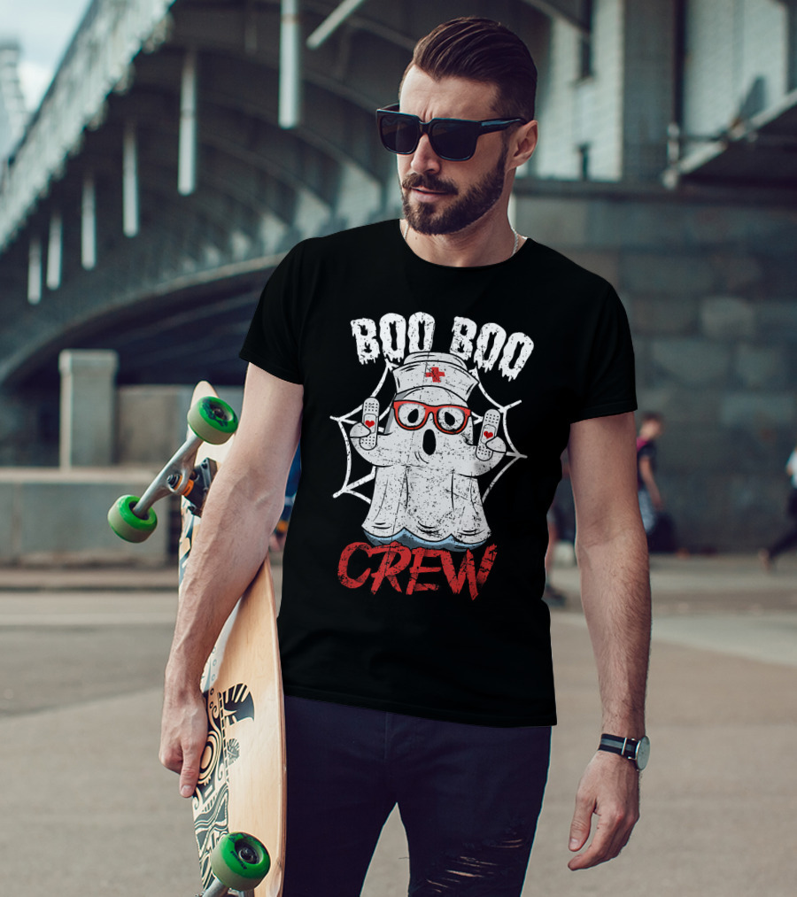 Boo Boo Crew Halloween Costume Nurse Ghost T-Shirt