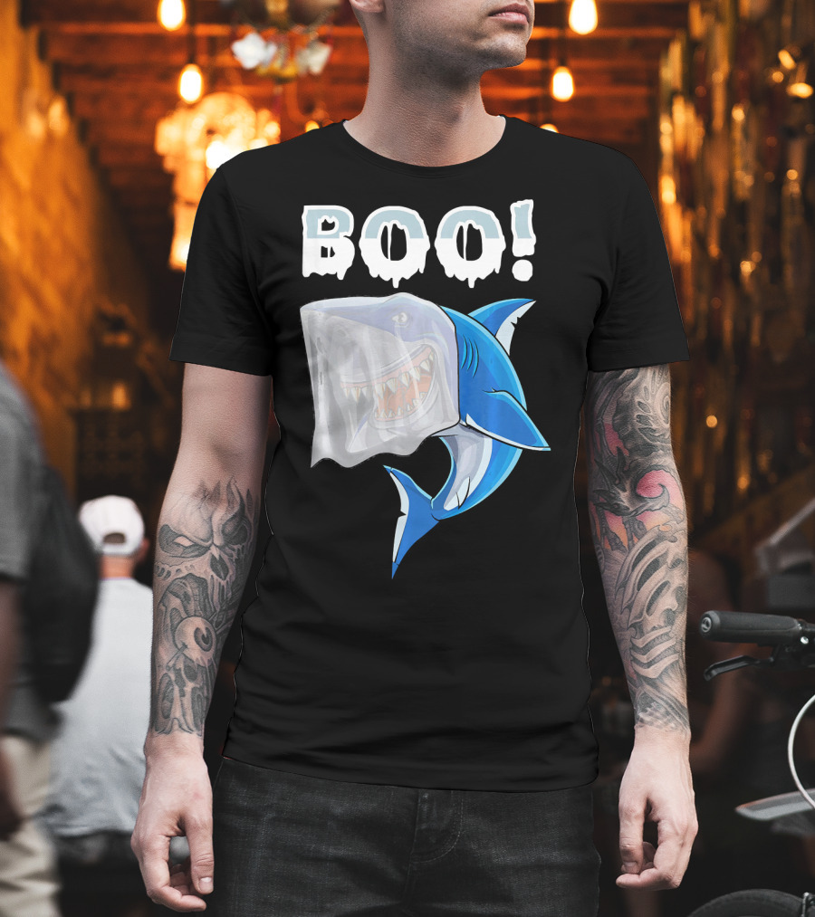 Boo Shark Ghost Halloween Trick Boo T-Shirt