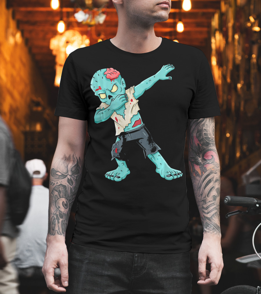 Dabbing Zombie Kid With Exposed Brain T-Shirt