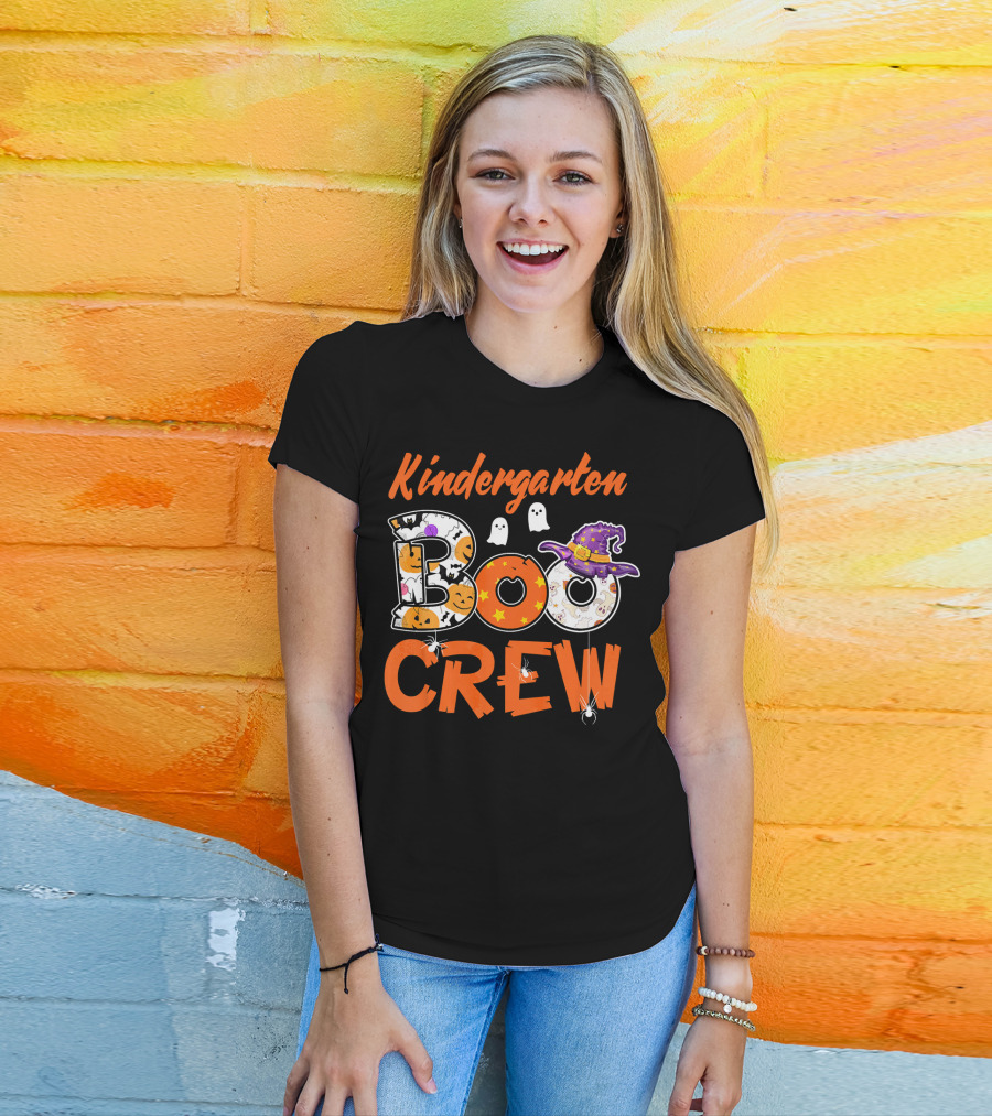 Kindergarten Boo Crew Halloween Party Kids Teacher T-Shirt