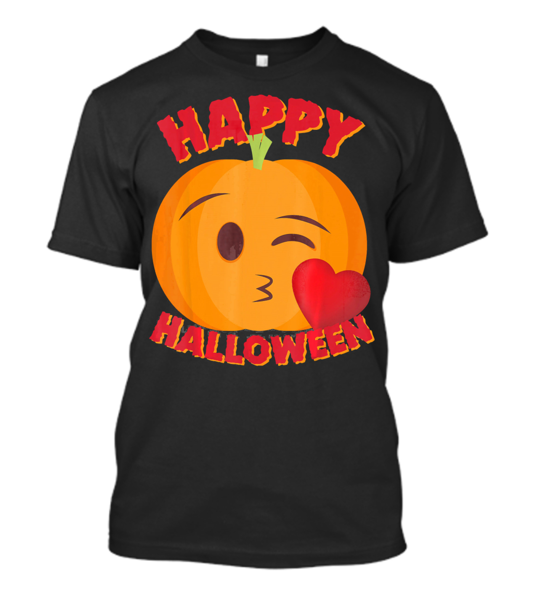 Happy Halloween Blowing Kiss Emoji Pumpkin T-Shirt