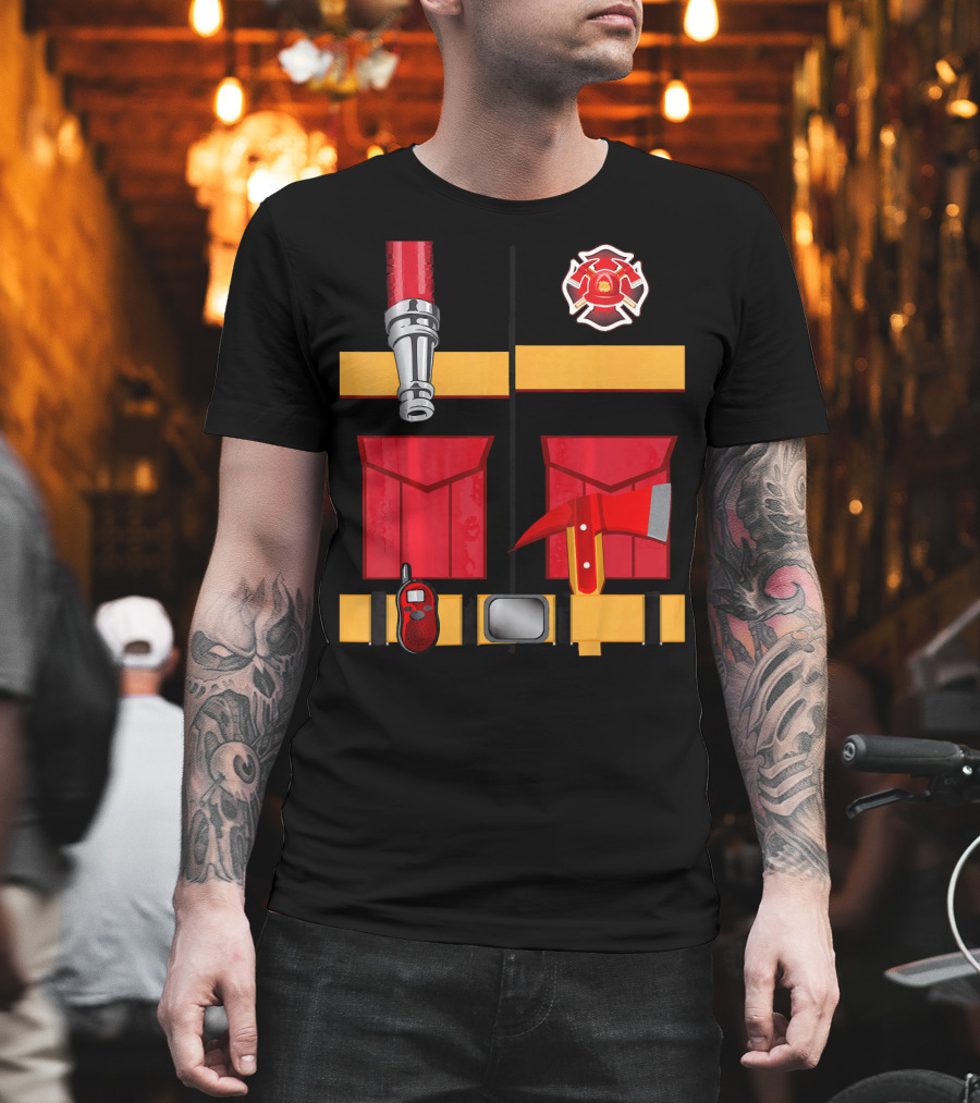 Firefighter Tools Axe Hose Crest Radio Uniform T-Shirt