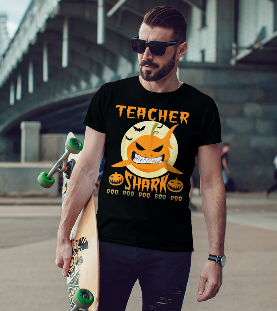 Teacher Shark Doo Doo Boo Boo Pumpkin Halloween T-Shirt