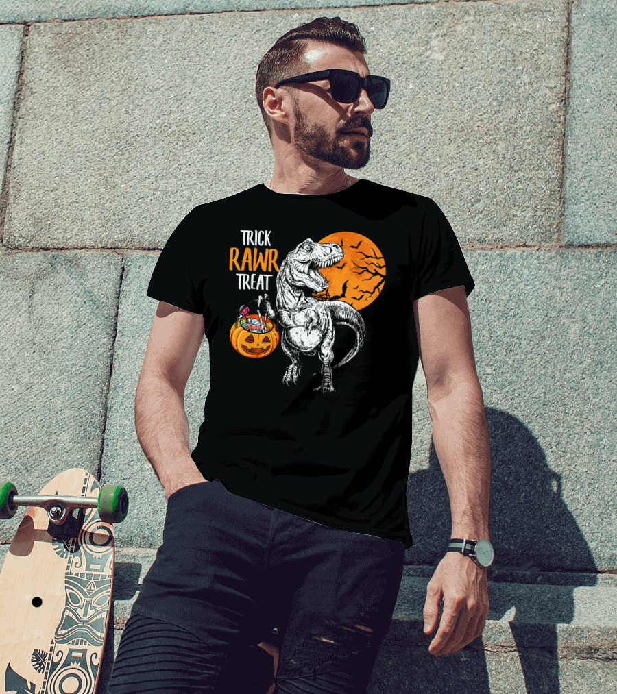 Trick Rawr Treat Dinosaur Rex Pumpkin Moon T-Shirt