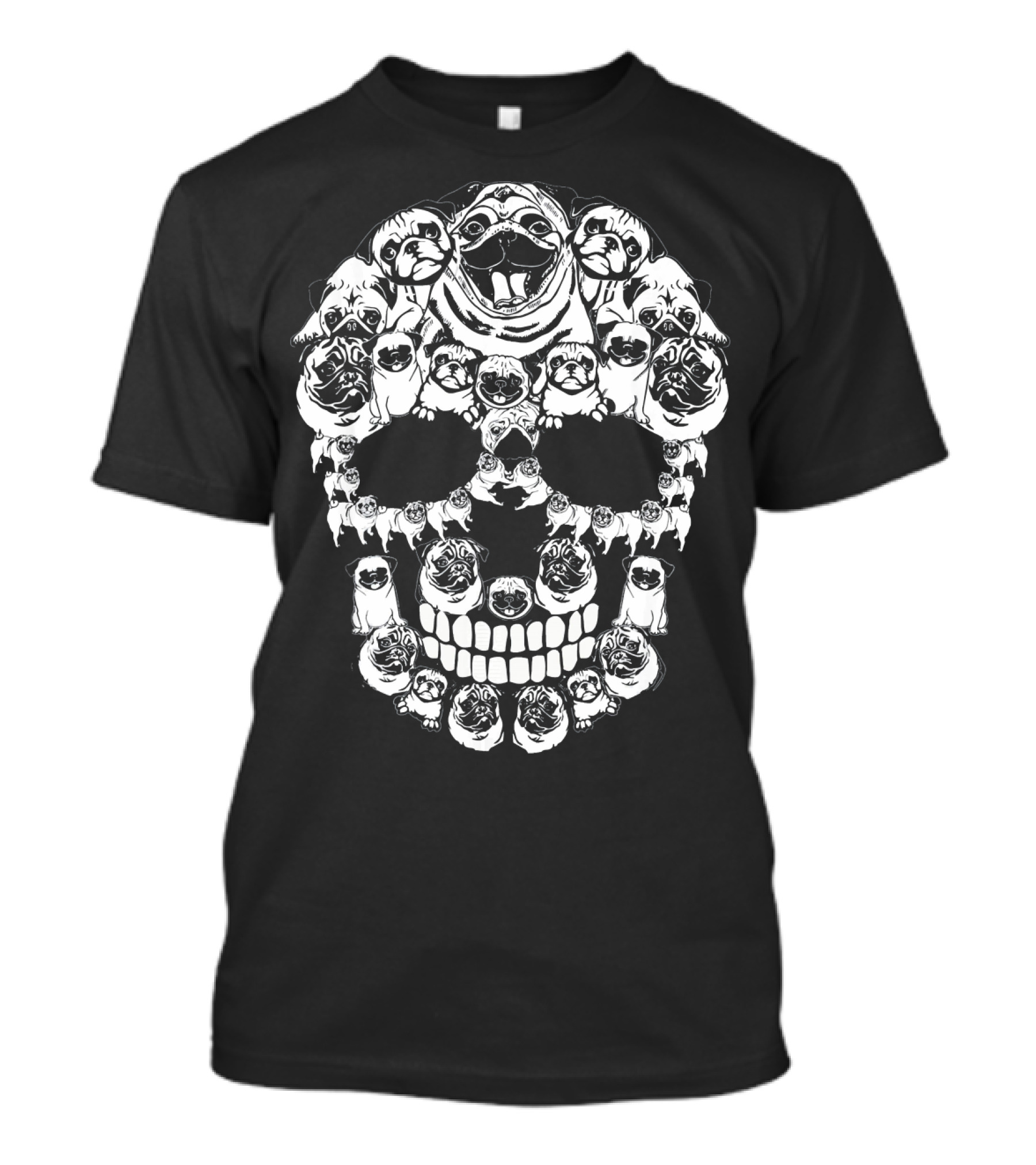 Pug Skull Made Of Dog Faces Halloween T-Shirt