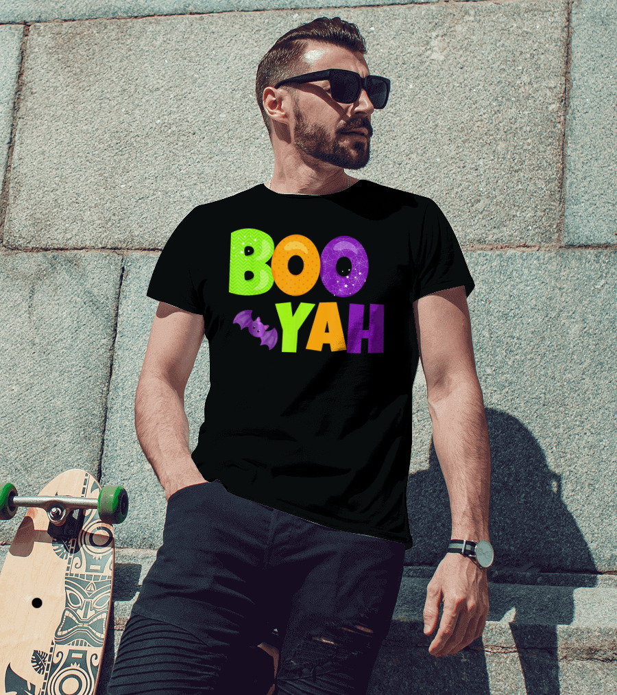 Boo Yah Halloween Bat Spooky Colors T-Shirt