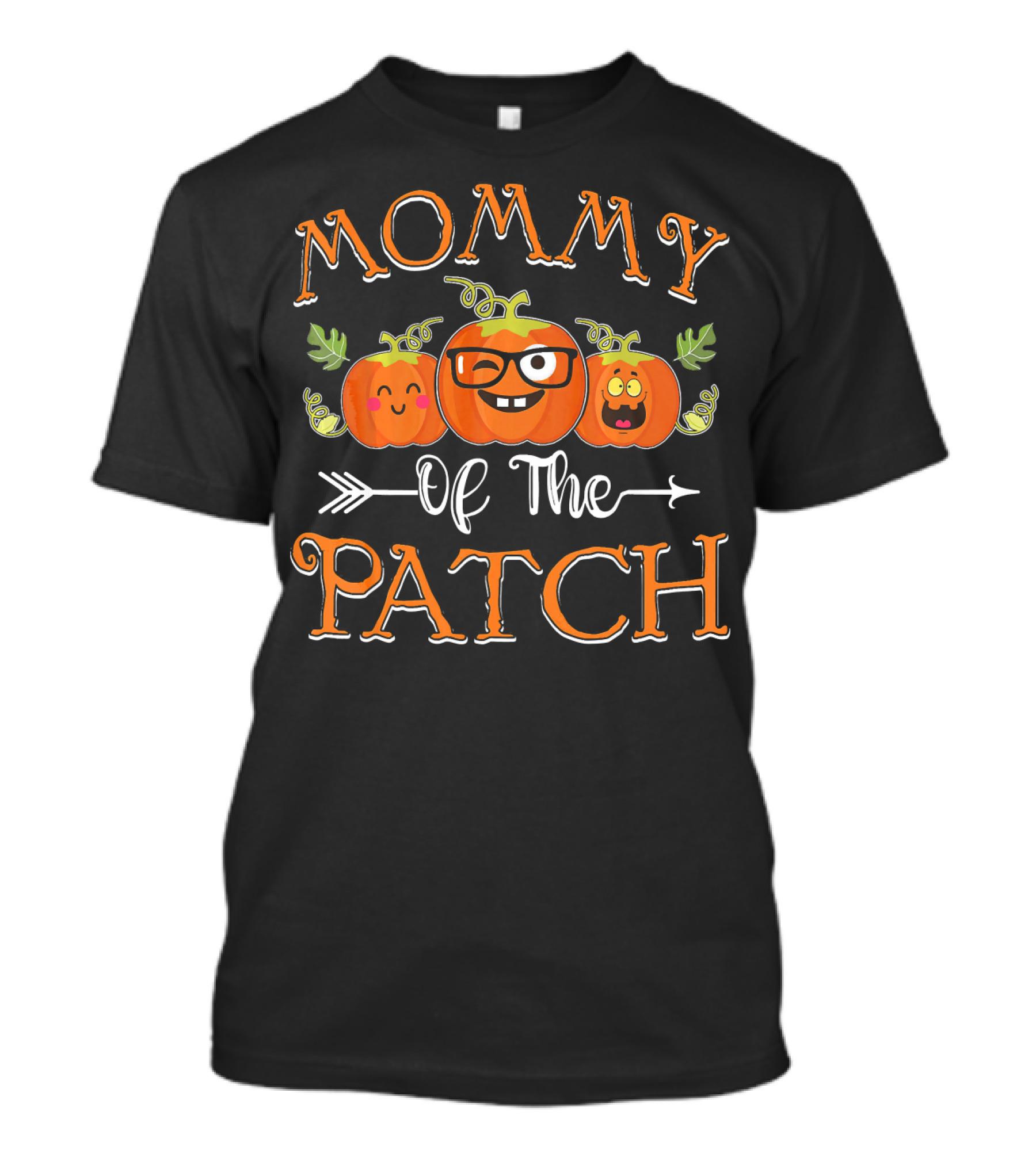 Mommy Of The Patch Pumpkin Trio With Cute Faces And Glasses T-Shirt