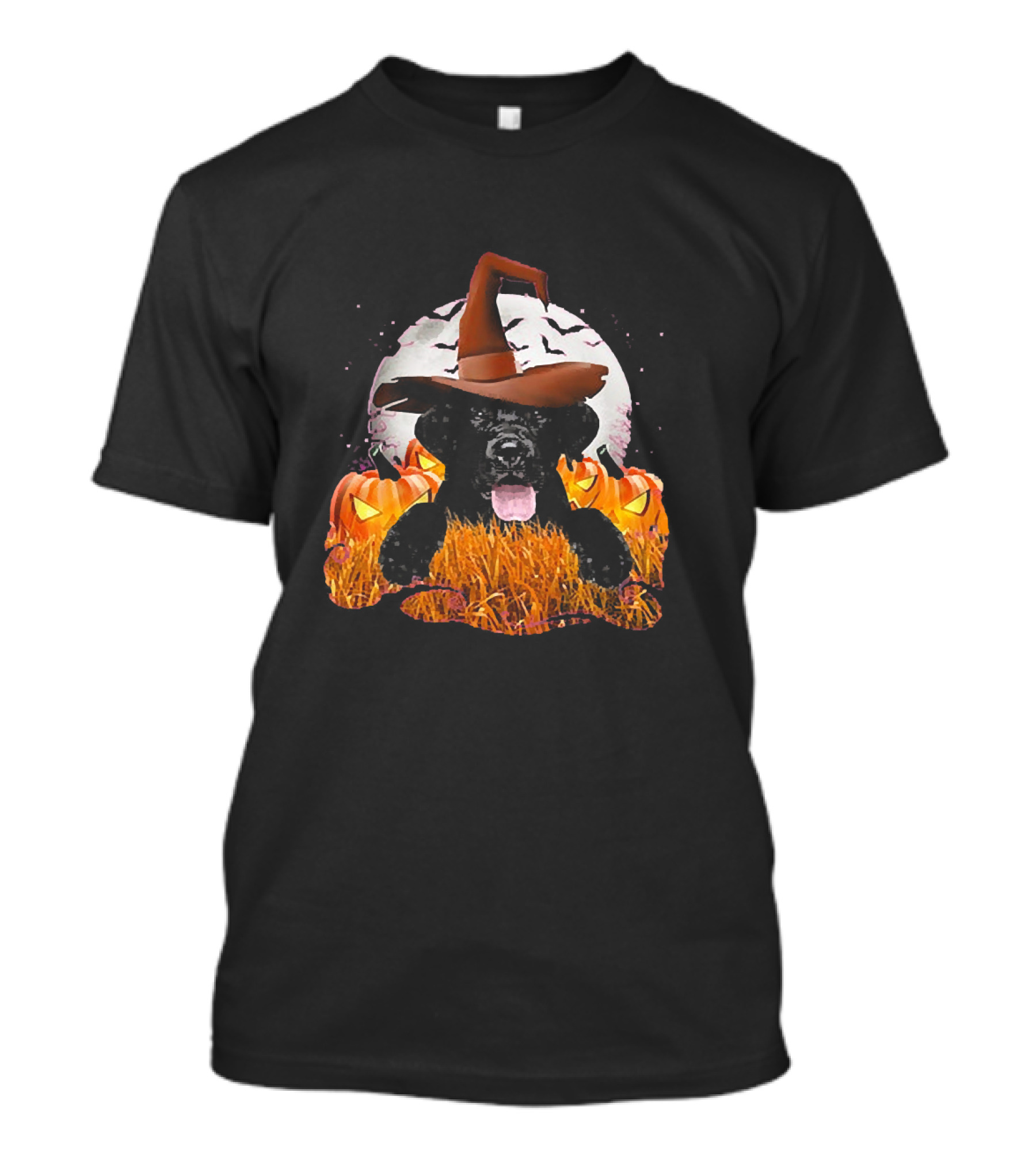 Happy Halloween Labrador Retriever Costume With Witch Hat And Pumpkins T-Shirt