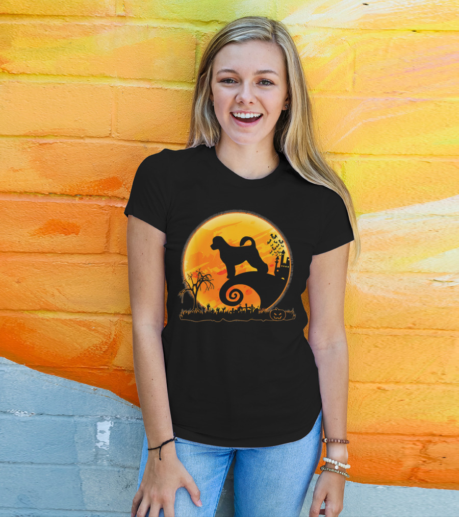 Portuguese Water Dog Moonlit Halloween Scene T-Shirt