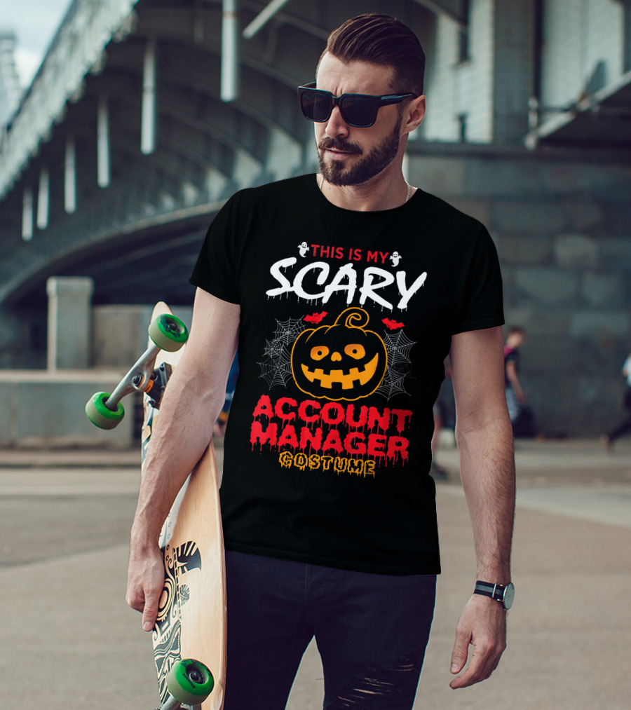 This Is My Scary Account Manager Costume With Jack-O'-Lantern Ghosts And Spiderwebs T-Shirt