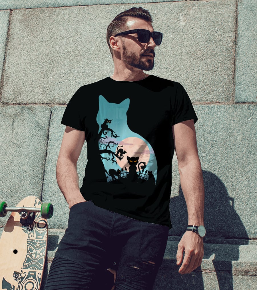 Scary Cat Lovers Halloween Creepy Moonlit T-Shirt