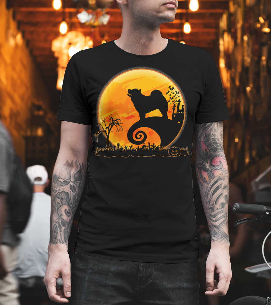 Chow Chow Dog Halloween Moon Silhouette Jack-O'-Lantern T-Shirt