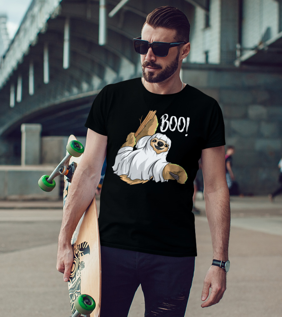 Boo Hanging Sloth Ghost Costume Funny Sloth T-Shirt
