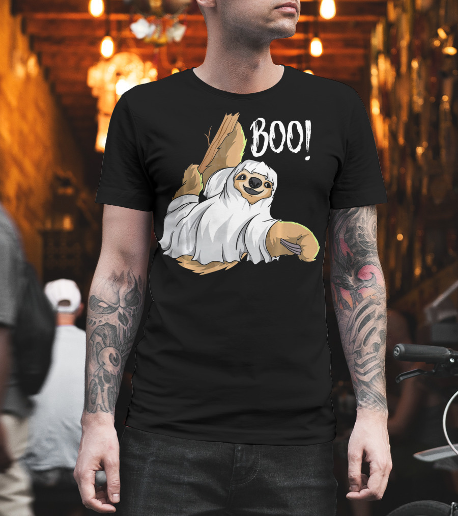 Boo Hanging Sloth Ghost Costume Funny Sloth T-Shirt