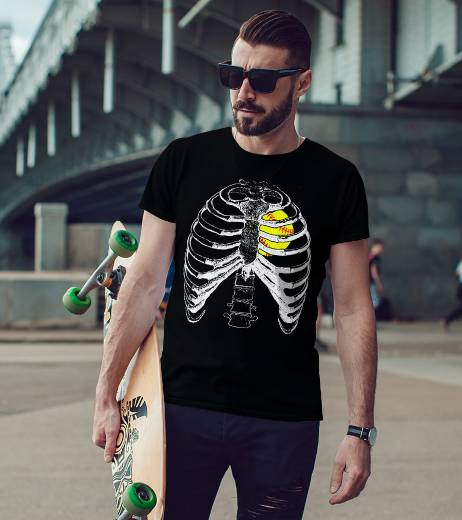 Ribcage Softball Heart Anatomy T-Shirt