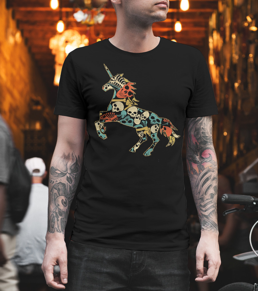 Zombie Unicorn Skull Colorful Halloween T-Shirt