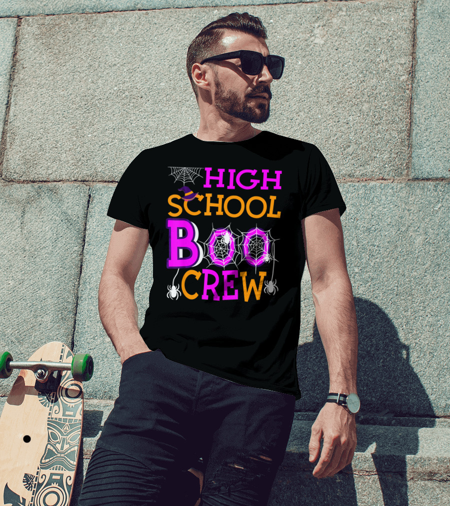 High School Boo Crew Spider Web Halloween Teacher T-Shirt