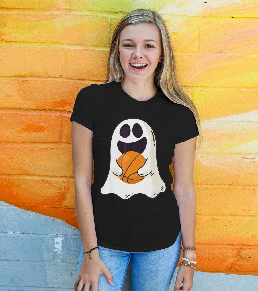 Ghost Basketball Halloween Spirit Dribble T-Shirt