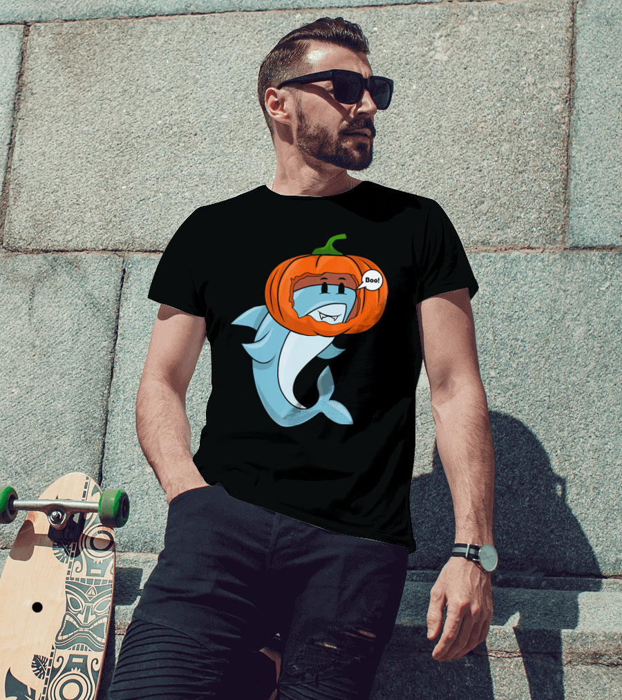 Halloween Boo Pumpkin Shark T-Shirt