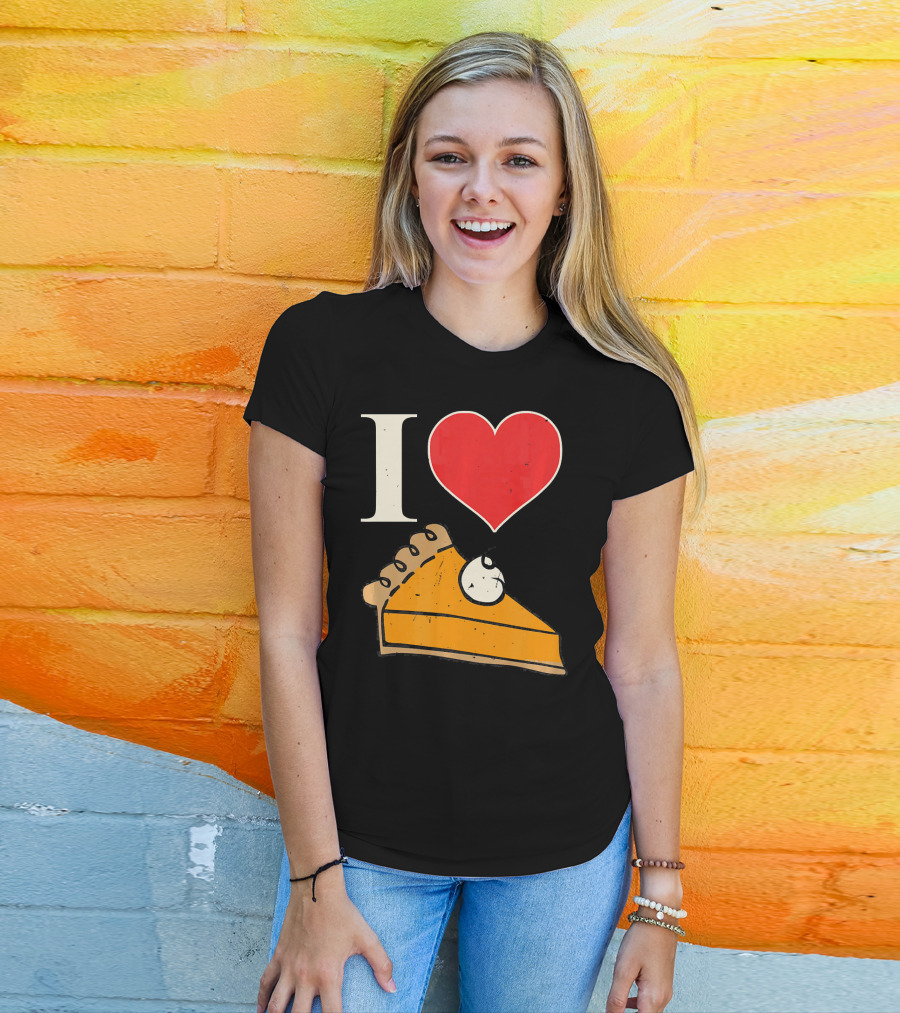 I Love Pumpkin Pie Heart Slice Funny Holiday T-Shirt