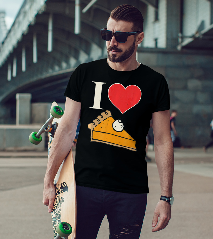 I Love Pumpkin Pie Heart Slice Funny Holiday T-Shirt
