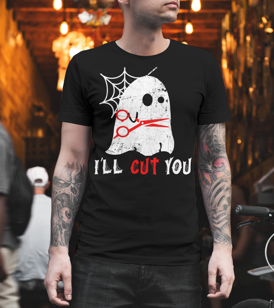 Halloween Boo Ghost Hairstylist I'll Cut You T-Shirt