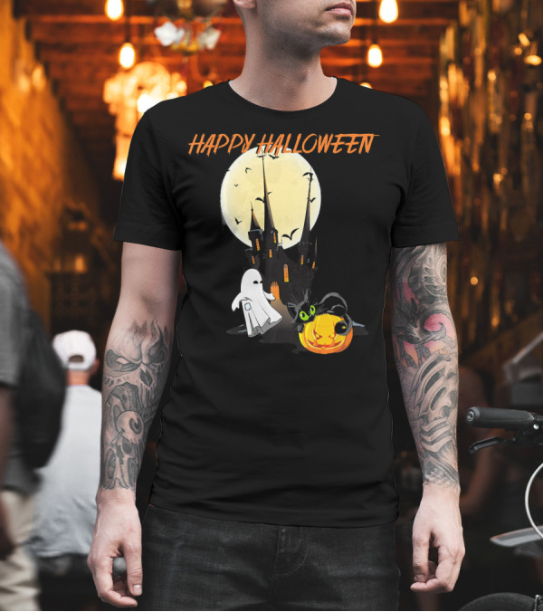Happy Halloween Ghost Scary Cat Moon Pumpkin T-Shirt Happy Halloween Ghost Scary Cat Moon Pumpkin T-Shirt