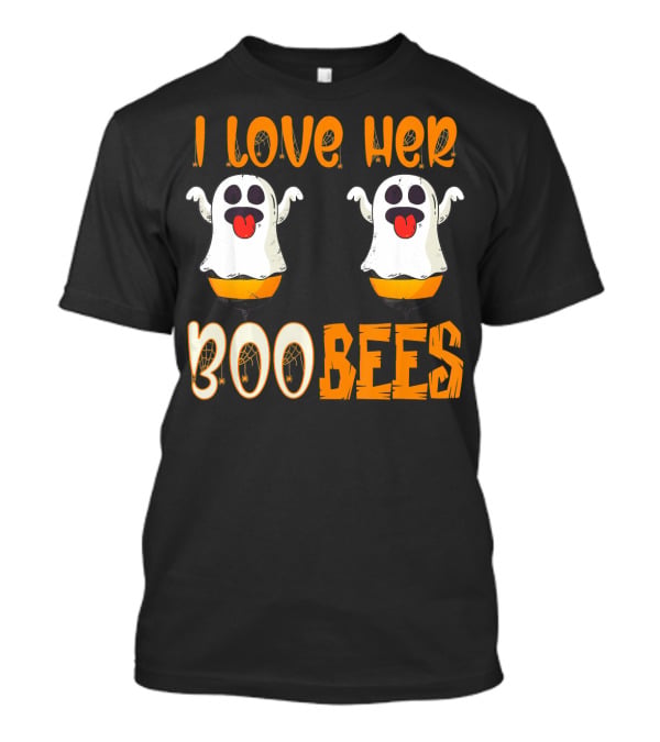 I Love Her Boo Bees Ghost Halloween Matching T-Shirt