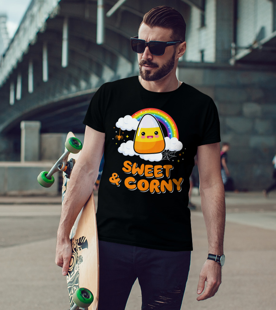 Sweet And Corny Cute Candy Corn Kawaii Halloween T-Shirt