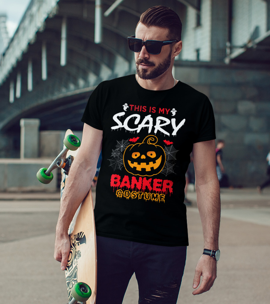 This Is My Scary Banker Costume Pumpkin Spider Web Ghosts T-Shirt