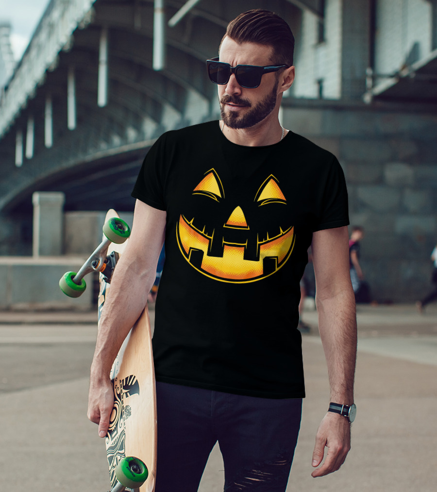 Funny Pumpkin Face Halloween Jack O Lantern T-Shirt