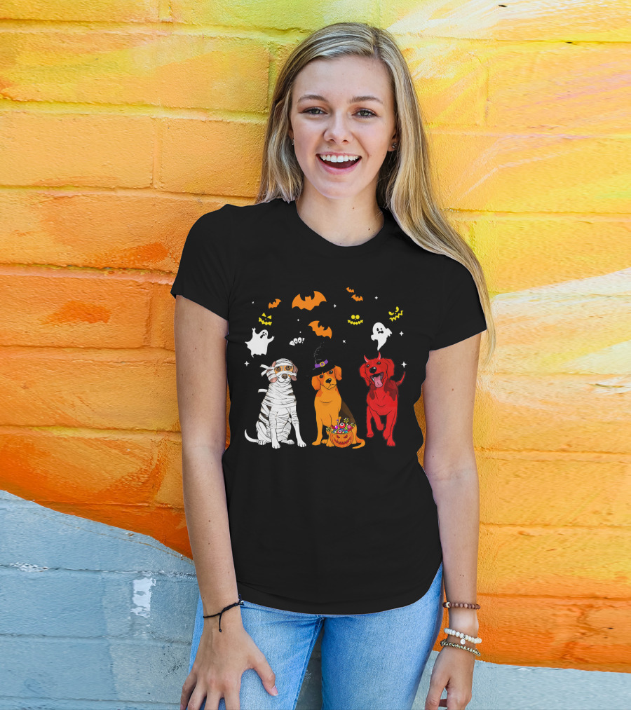 Halloween Beagle Dogs Mummy Witch Ghosts Bats T-Shirt