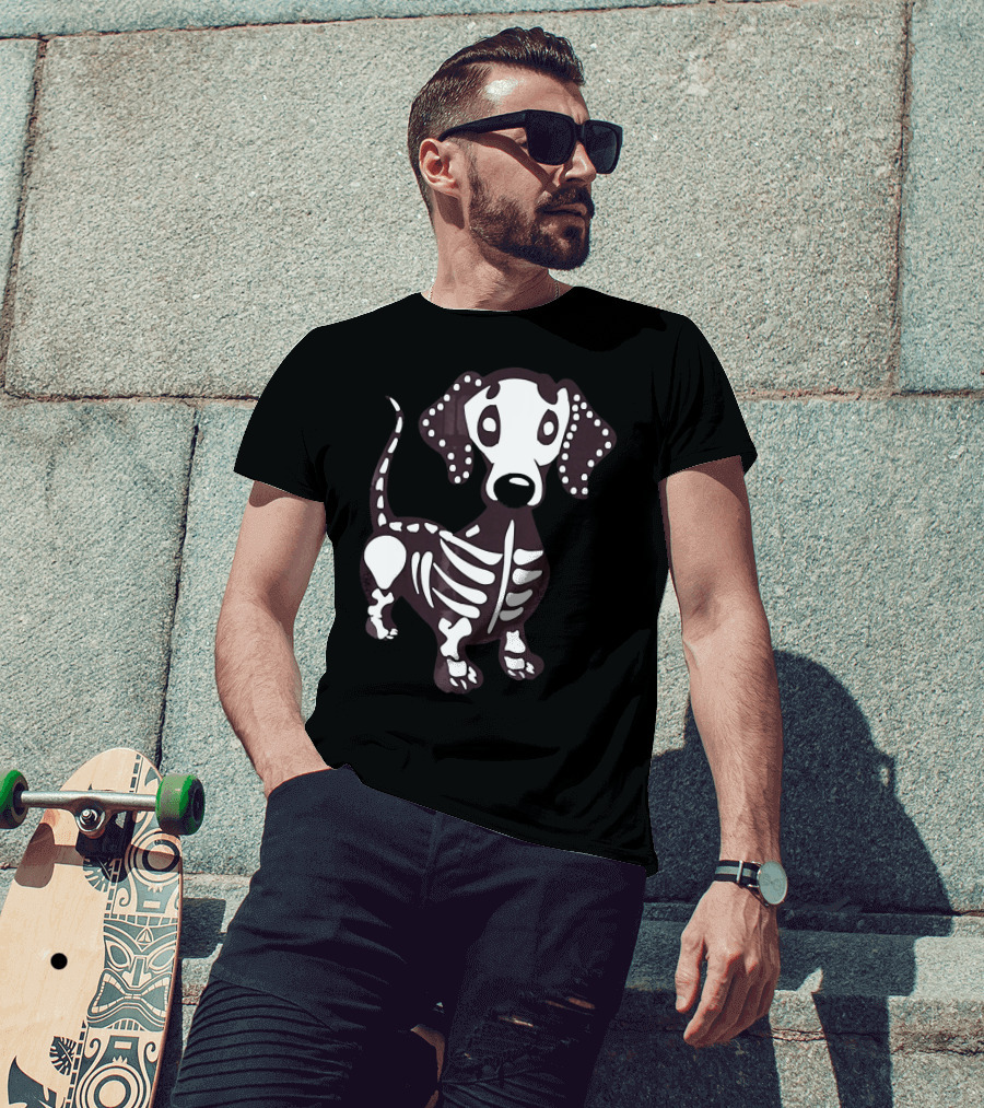 Dachshund Skeleton Skull Creepy Canine Bone T-Shirt
