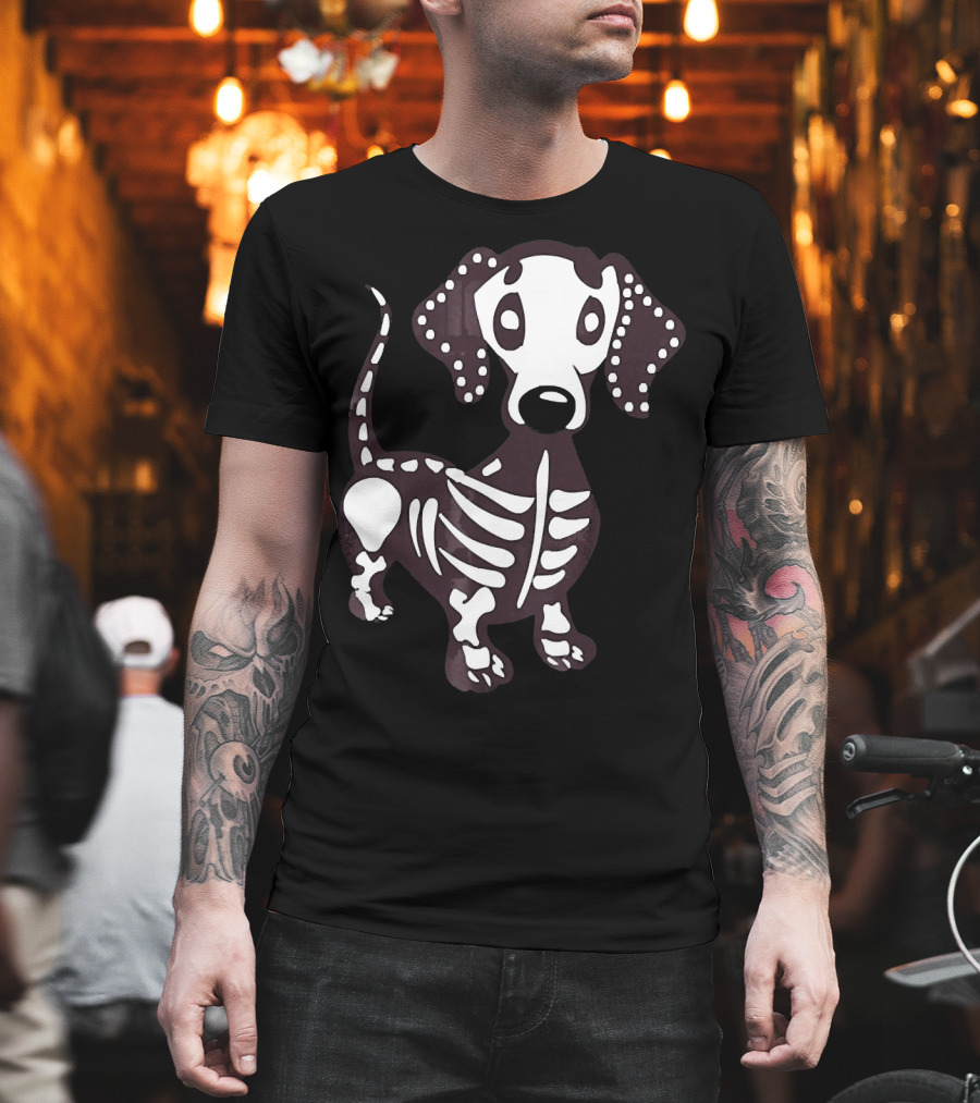 Dachshund Skeleton Skull Creepy Canine Bone T-Shirt