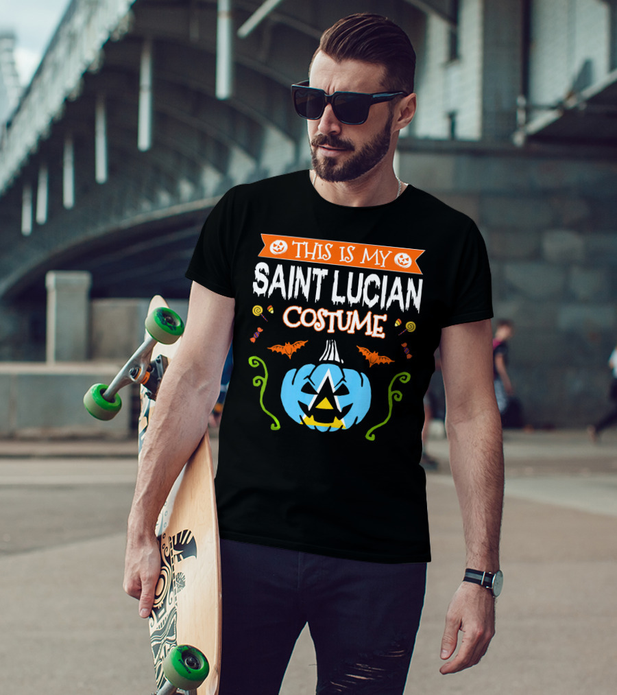 This Is My Saint Lucian Costume Halloween Pumpkin Bat T-Shirt