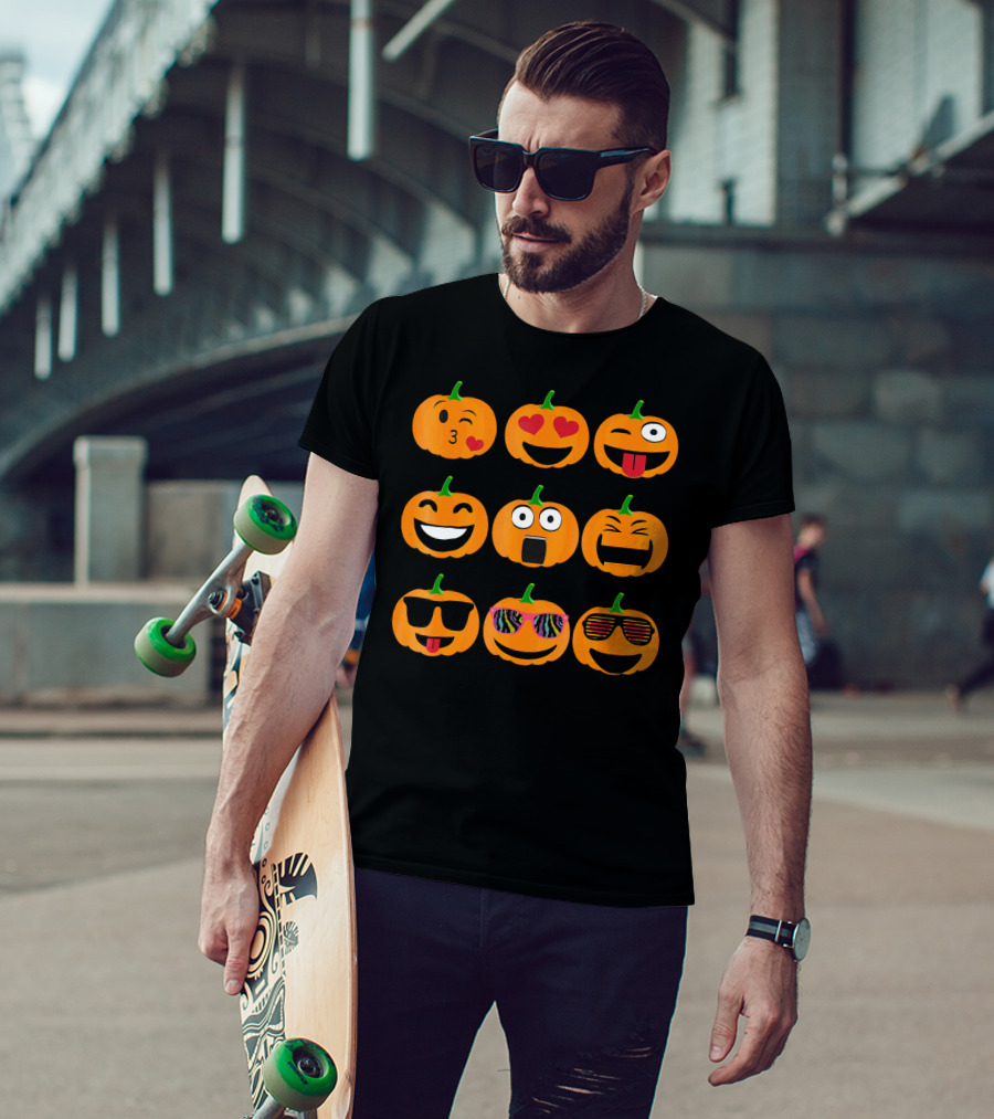 Emoji Pumpkin Jack O Lantern Expressions T-Shirt